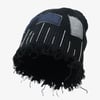 Distressed Denim Patchwork Beanie - Black / ONE SIZE