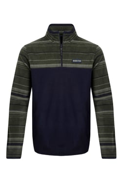 Weird Fish Gilbert 1/4 Zip Striped Microfleece Fir Green Size 3XL