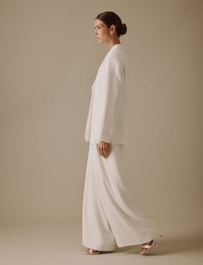 White Wide Leg Viera Bridal Trousers