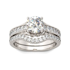 Jeulia Simple Round Cut Sterling Silver Ring Set