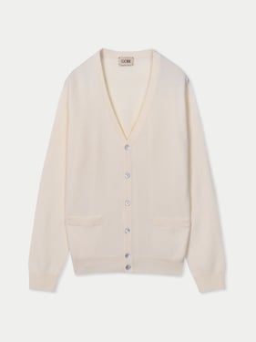 Essential Cashmere V-Neck Cardigan - 3XL / White / MK04-01