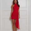 Allure Lane Halter Mini Dress Red