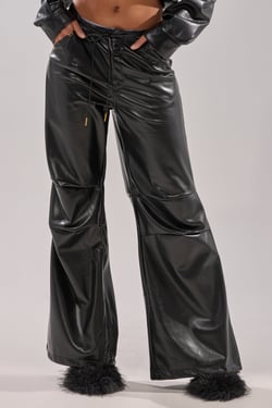 AKIRA Get With It Faux Leather Trouser Pants | Black | Size 1X
