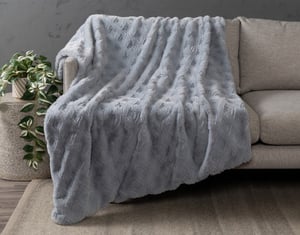 QE Home Geo Etched Throw in Limestone, Geometric, Grey