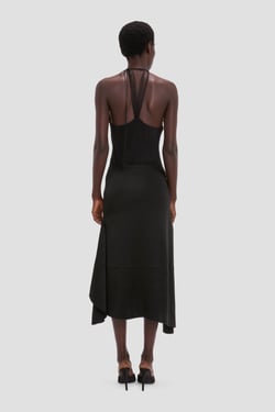 Victoria Beckham Asymmetric Midi Skirt In Black - 16 - Womens