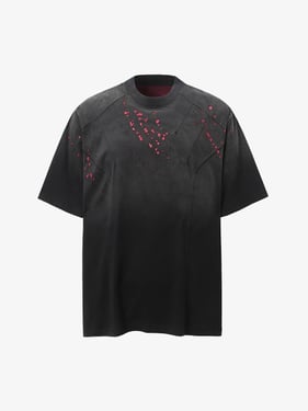 Vintage Washed Dot Spray T-Shirt - Grey Purple / 2XL