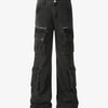Washed Multi-Pocket Bootcut Jeans - Black / S
