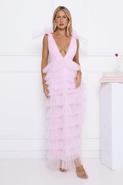 Hello Pretty Tulle Maxi Dress Pink