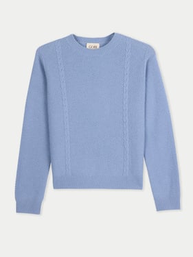 Cropped Crewneck Cashmere Sweater - XL / dusty blue / WK1020-1897