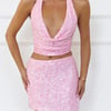 Starluxe Sequin Halter Top Pink