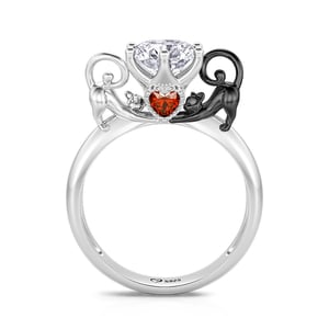 Jeulia Hug Me "League of Cats" Round Cut Sterling Silver Ring