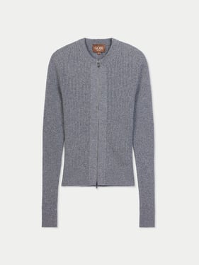 Cashmere Two-Way Zip Cardigan - XL / steel gray / WK1117-0074