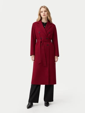 Womens Double-Breasted Cashmere Coat - XL / bordeaux / WC0125-46