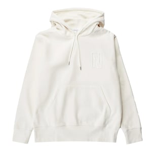 Norse Projects Arne Relaxed Organic Brushed Fleece N Logo Hoodie Ecru