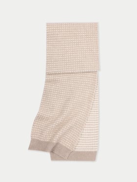 Organic Color Cashmere Waffle Knit Scarf - One Size / warm grey / AK0260-1000/H-1