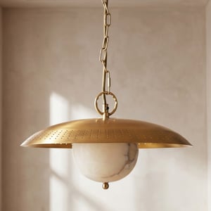 Orion pendant in alabaster and brass