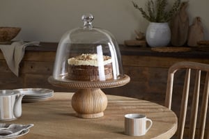 nkuku Vivan Glass Cake Stand & Dome | Serveware | One Size | Natural