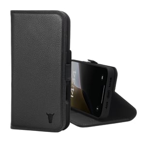 iPhone 16 Plus Leather Wallet Case (MagSafe Charging) - Black