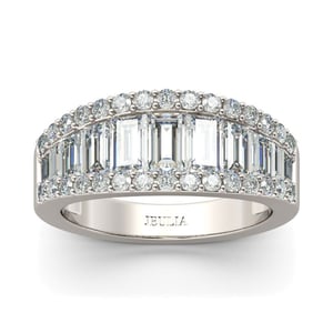 Jeulia Emerald Cut Sterling Silver Women's  Wedding Band