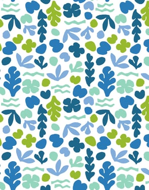 Small Sea Garden' Wallpaper by Tea Collection - Lapis / Lime - Traditional / 27 in. x 27 ft.