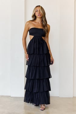 Luxe Mode Strapless Maxi Dress Black