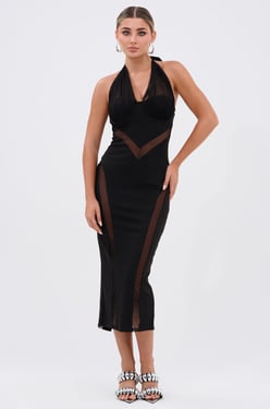 AKIRA High Society Midi Dress With Cutouts | Black | Size XL
