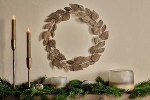 nkuku Charita Wreath | Christmas Decorations | One Size | Antique Brass