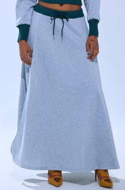 AKIRA Collegiate French Terry Maxi Skirt | Size XL