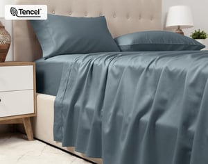 QE Home 500TC Eucalyptus Luxe TENCEL™ Lyocell Sheet Set Flat Sheet in Thundercloud, Grey, King