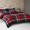 QE Home Organic Cotton Flannel Duvet Cover Set in Fergus, Geometric, GOTS Certified, Red, Queen