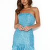 Loud Appearance Sequin Strapless Mini Dress Blue