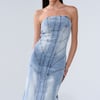 AKIRA Brooklyn Baddie Denim Midi Dress | Size Medium