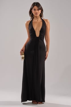 AKIRA Make You Lose Your Mind Maxi Dress | Black | Size Large