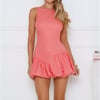 Cityscape Dreams Bubble Mini Dress Peach