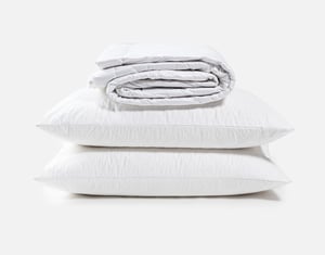QE Home 3 in Piece Silk Bedding Starter Set, White, Double
