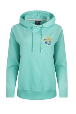 Weird Fish Kira Eco Back Print Popover Hoodie Aqua Marine Size 20