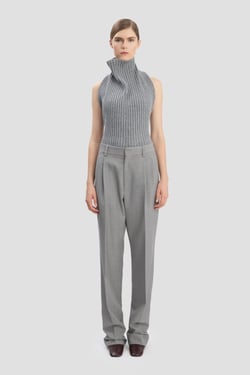 Victoria Beckham Straight Leg Trouser In Light Grey Melange - Size 10 UK