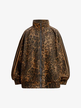 French Terry Cheetah Print Suede Tracksuit - 2277 - Brown / S / Jacket Only