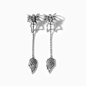 Jeulia "Spider Web" Sterling Silver Drop Earrings