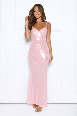 Diamonds At Dusk Sequin Maxi Dress Pink