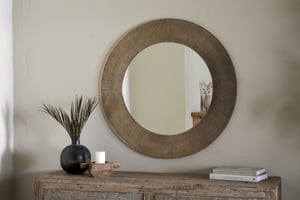 nkuku Moto Round Mirror | Mirrors | One Size | Antique Brass