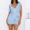 Lemon Drop Mesh Mini Dress Blue