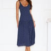 Polka Dot Charm Midi Dress Navy