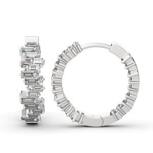 Jeulia Irregular Shape Emerald Cut Sterling Silver Hoop Earrings