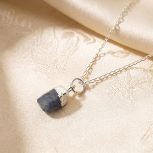 Sterling Silver Raw Sapphire Crystal Necklace