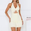 Slaycation Halter Mini Dress Yellow