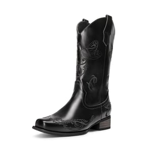 DREAM PAIRS Wide calf Square Toe Embroidered Cowboy Boots