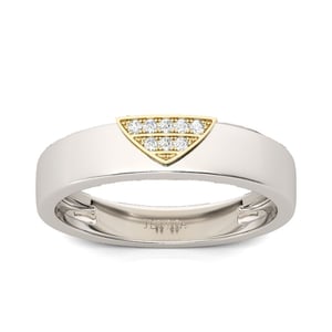 Jeulia Two Tone Heart Design Sterling Silver Men's Band