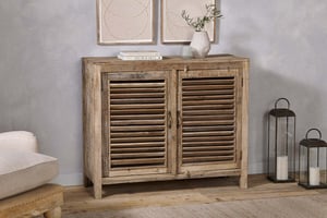 nkuku Ibo Reclaimed Wooden Slatted Sideboard | Storage Furniture | One Size | Natural