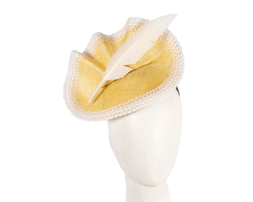 Yellow & White racing fascinator by BELIEVERA